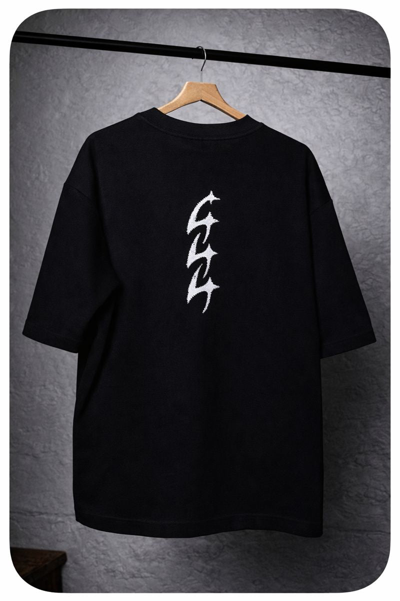 T-shirt oversize 444 noir — vue de dos, coupe ample streetwear premium